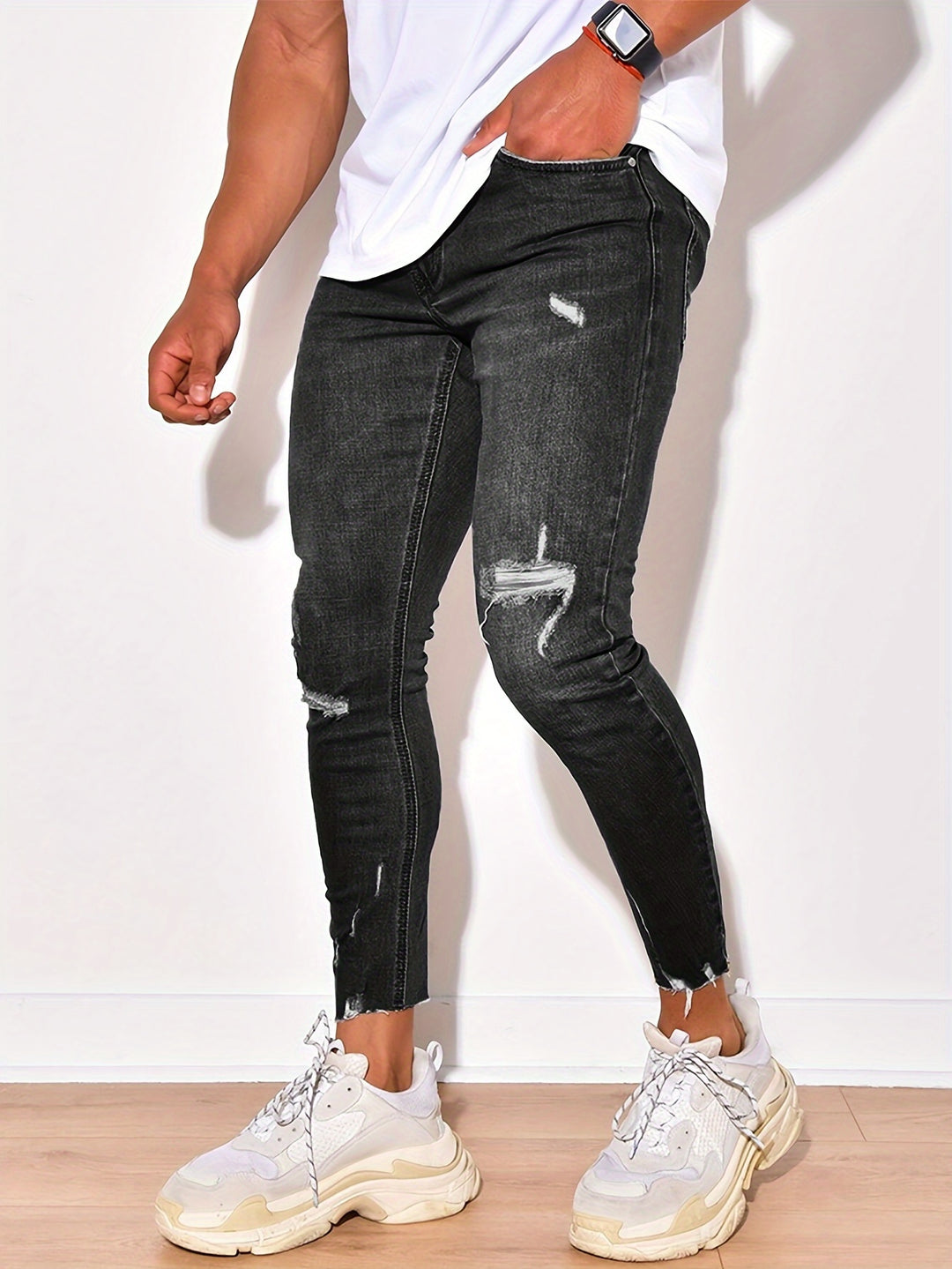 Heren jeans | Skinny pasvorm | Gescheurde Denim | Stoere straat stijl