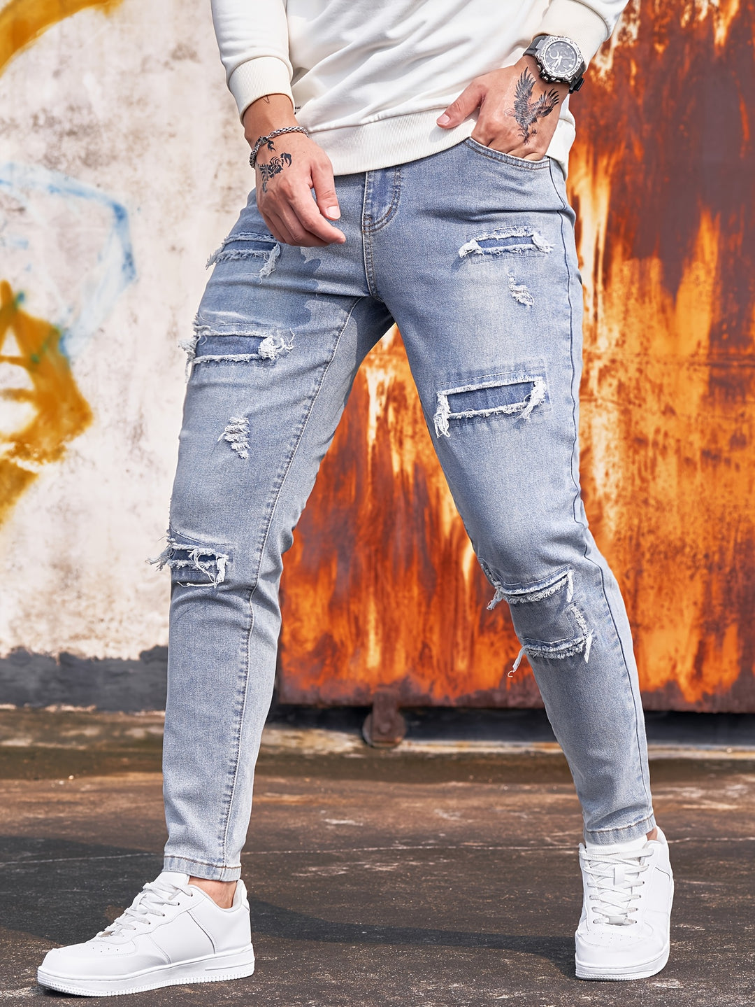 Heren Jeans | Minimale pasvorm | Stretch Denim | Stoer & Distressed
