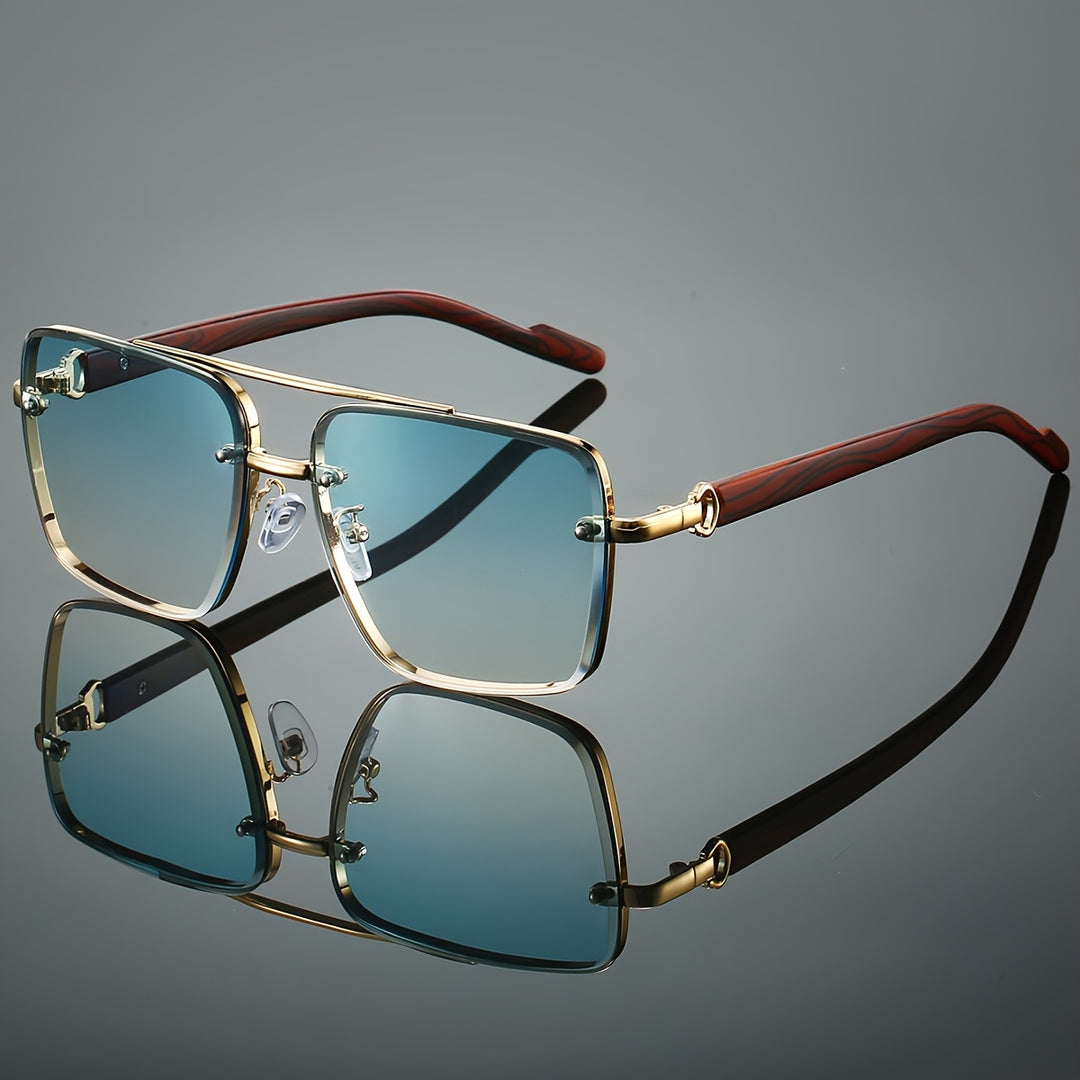 Heren Bril | Vierkant Design & Houtnerf Details | Licht & Luxe