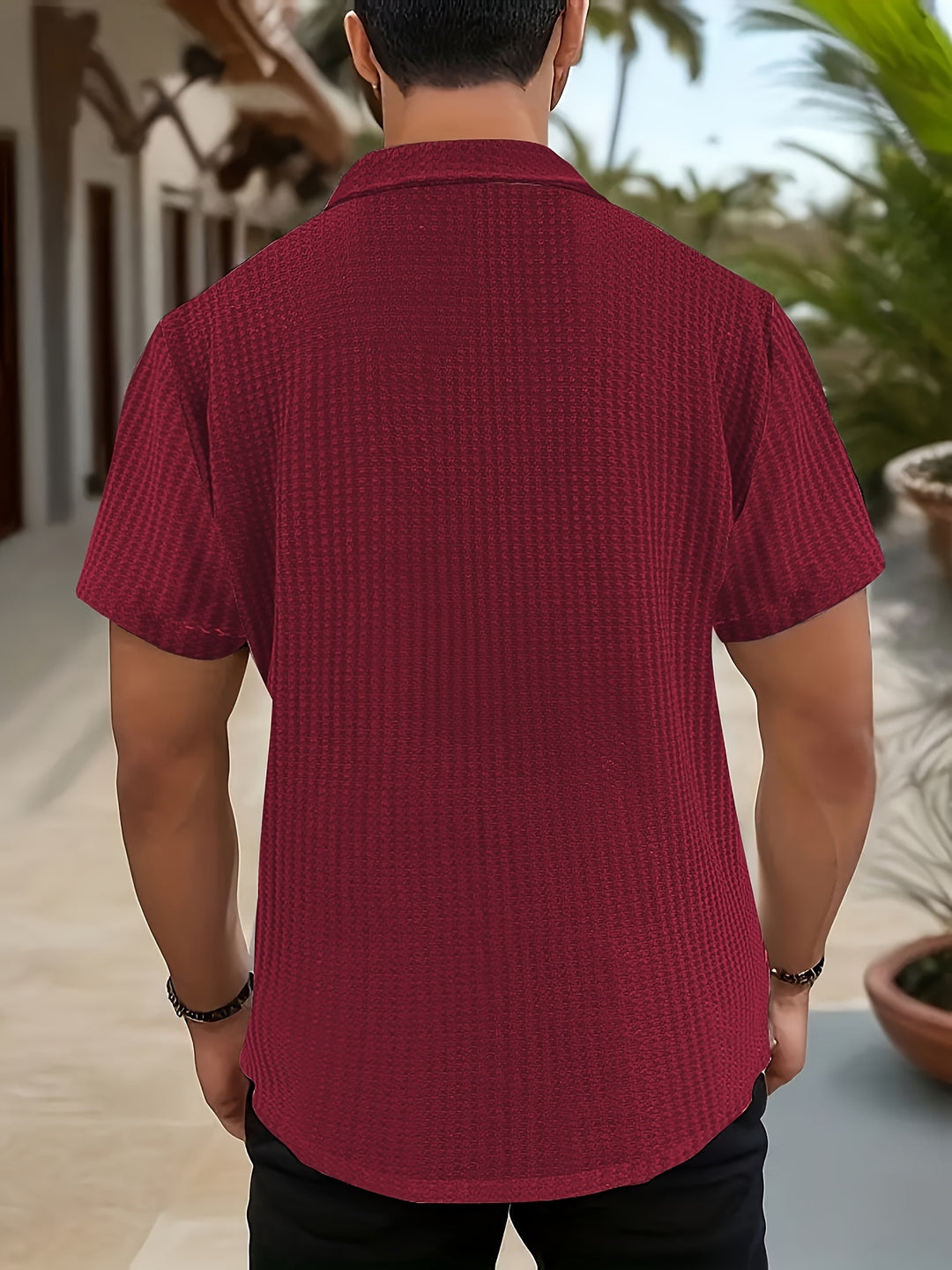 Heren Stretch Fit Overhemd | Lichtgewicht & Ademend | Korte Mouwen & Geribbeld Design