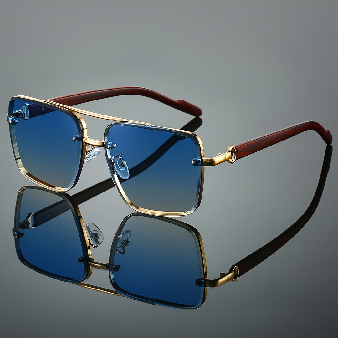 Heren Bril | Vierkant Design & Houtnerf Details | Licht & Luxe