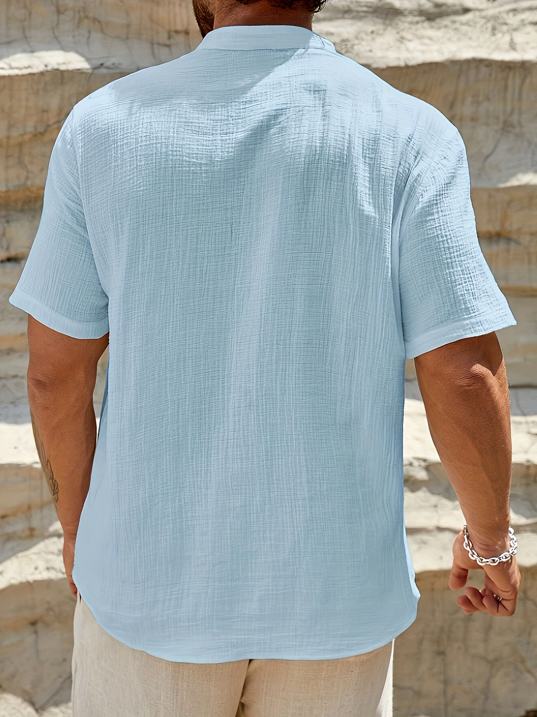 Heren Overhemd | Ademend Katoen | Opstaande Kraag & Knoopsluiting | Casual Elegantie