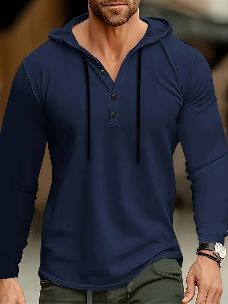 Heren hoodie | Lichtgewicht & Ademend | Trekkoord & Drie-Knopen Sluiting | Casual & Sportief