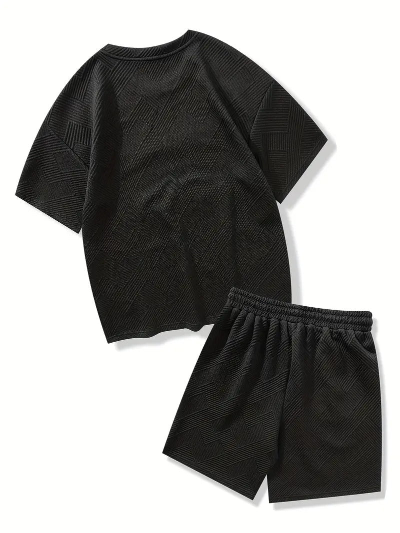 Heren stijlvolle set | Pit Stripe Textuur | Casual & Modieus | zomer elegantie