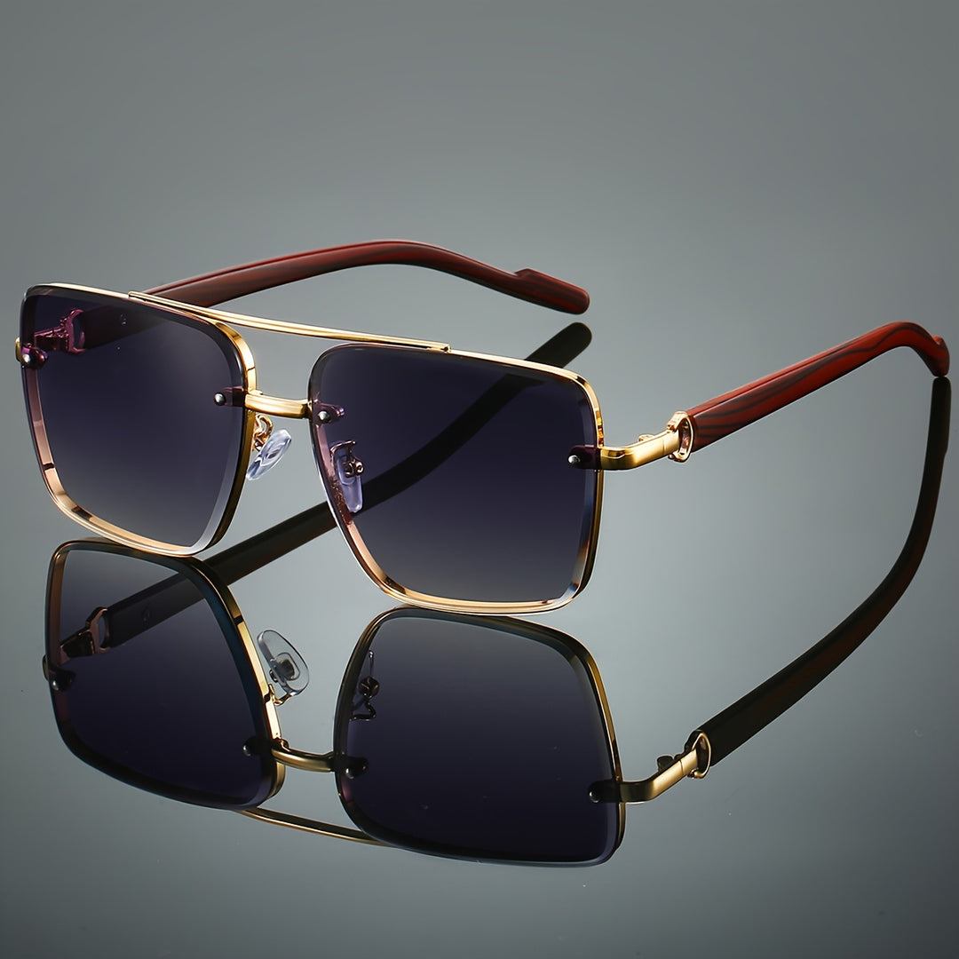 Heren Bril | Vierkant Design & Houtnerf Details | Licht & Luxe