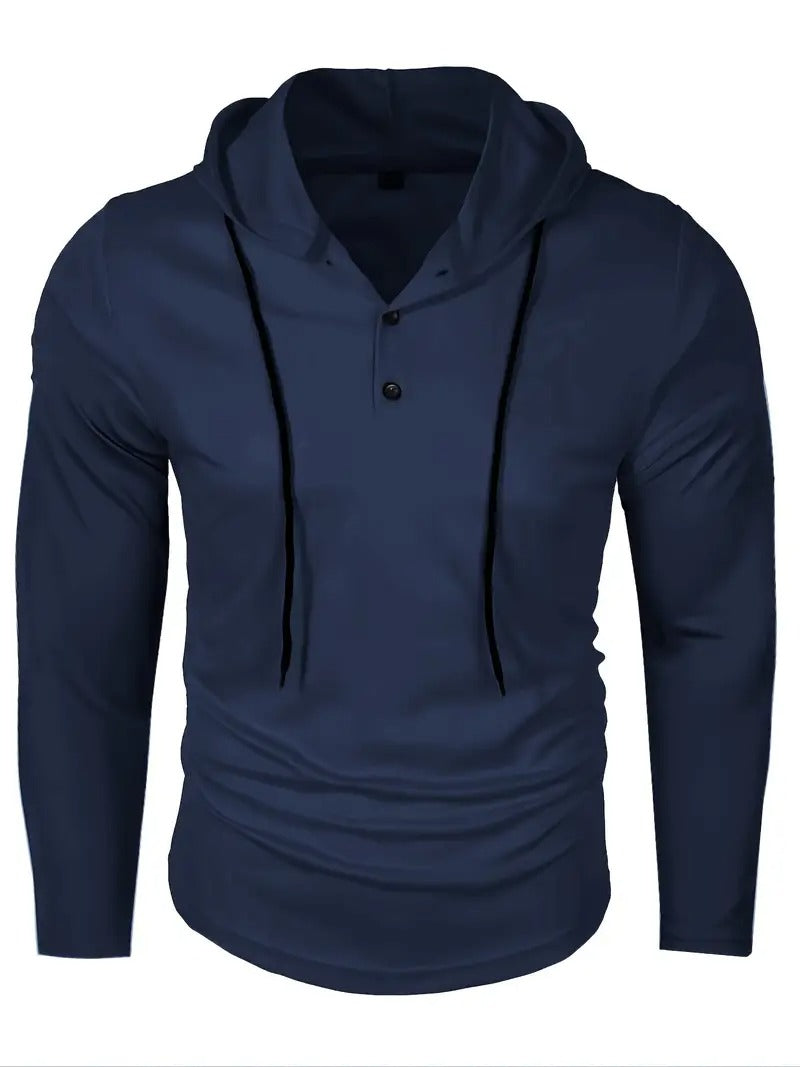 Heren hoodie | Lichtgewicht & Ademend | Trekkoord & Drie-Knopen Sluiting | Casual & Sportief