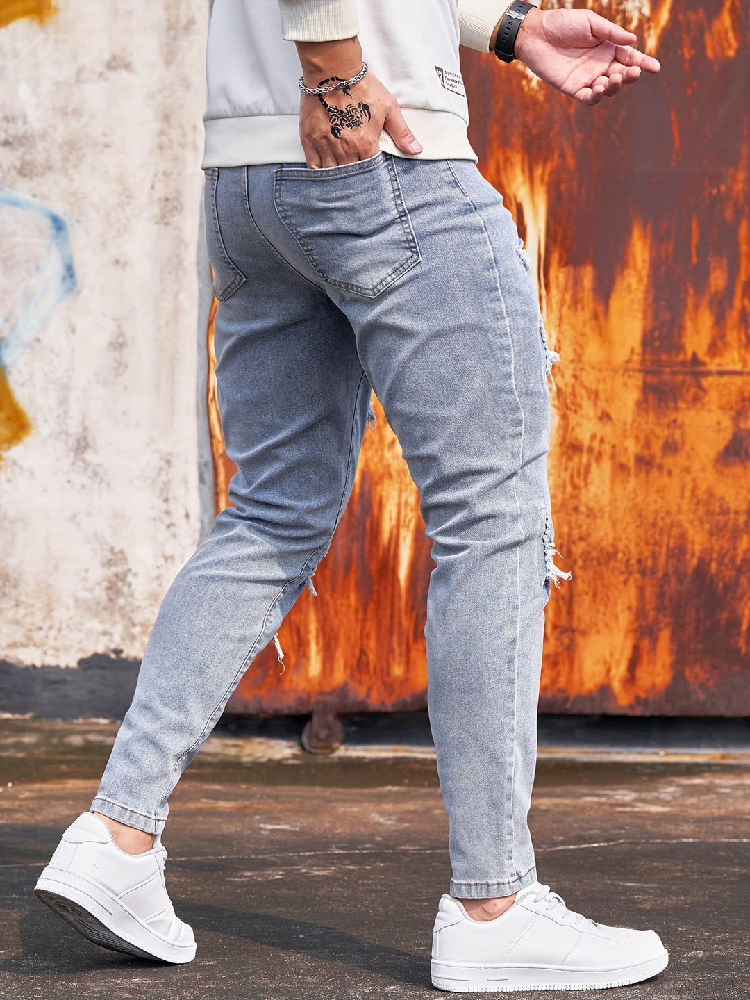 Heren Jeans | Minimale pasvorm | Stretch Denim | Stoer & Distressed