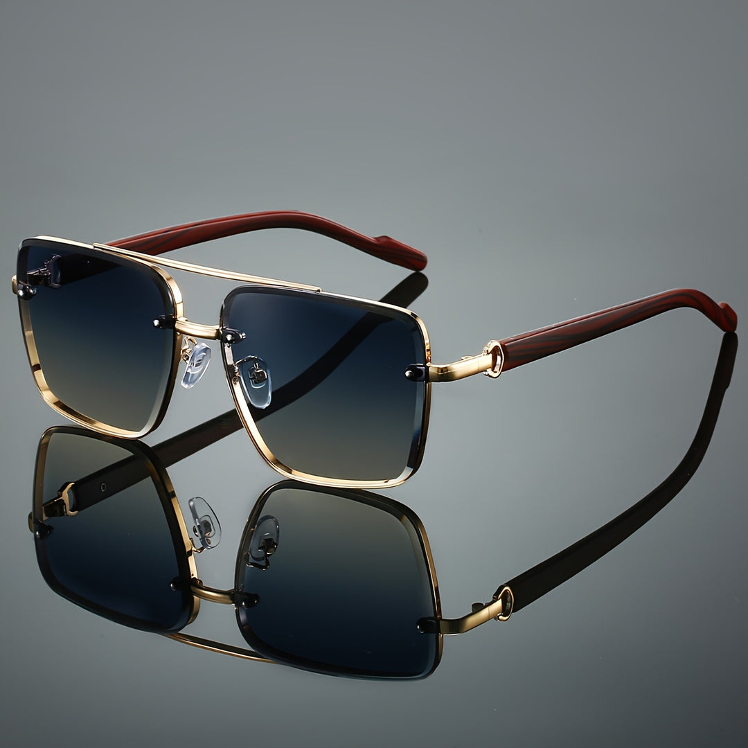 Heren Bril | Vierkant Design & Houtnerf Details | Licht & Luxe