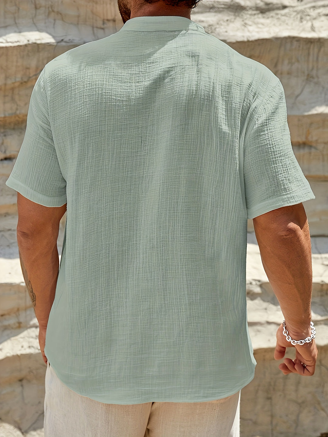 Heren Overhemd | Ademend Katoen | Opstaande Kraag & Knoopsluiting | Casual Elegantie
