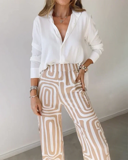 Stijlvolle Pantalon Set – Inclusief Blouse en Riem