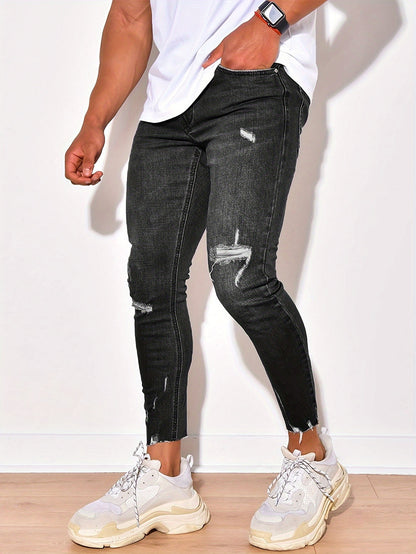 Heren jeans | Skinny pasvorm | Gescheurde Denim | Stoere straat stijl