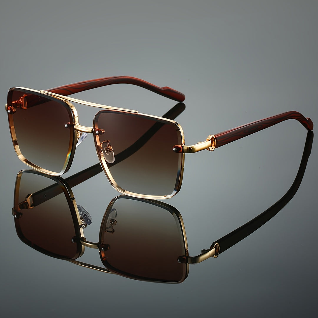 Heren Bril | Vierkant Design & Houtnerf Details | Licht & Luxe