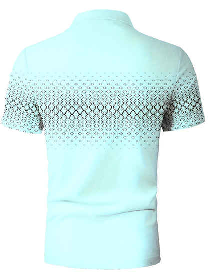 Heren Polo Shirt | Zwarte Diamantprint | Casual & Comfortabel | Stretch Stof