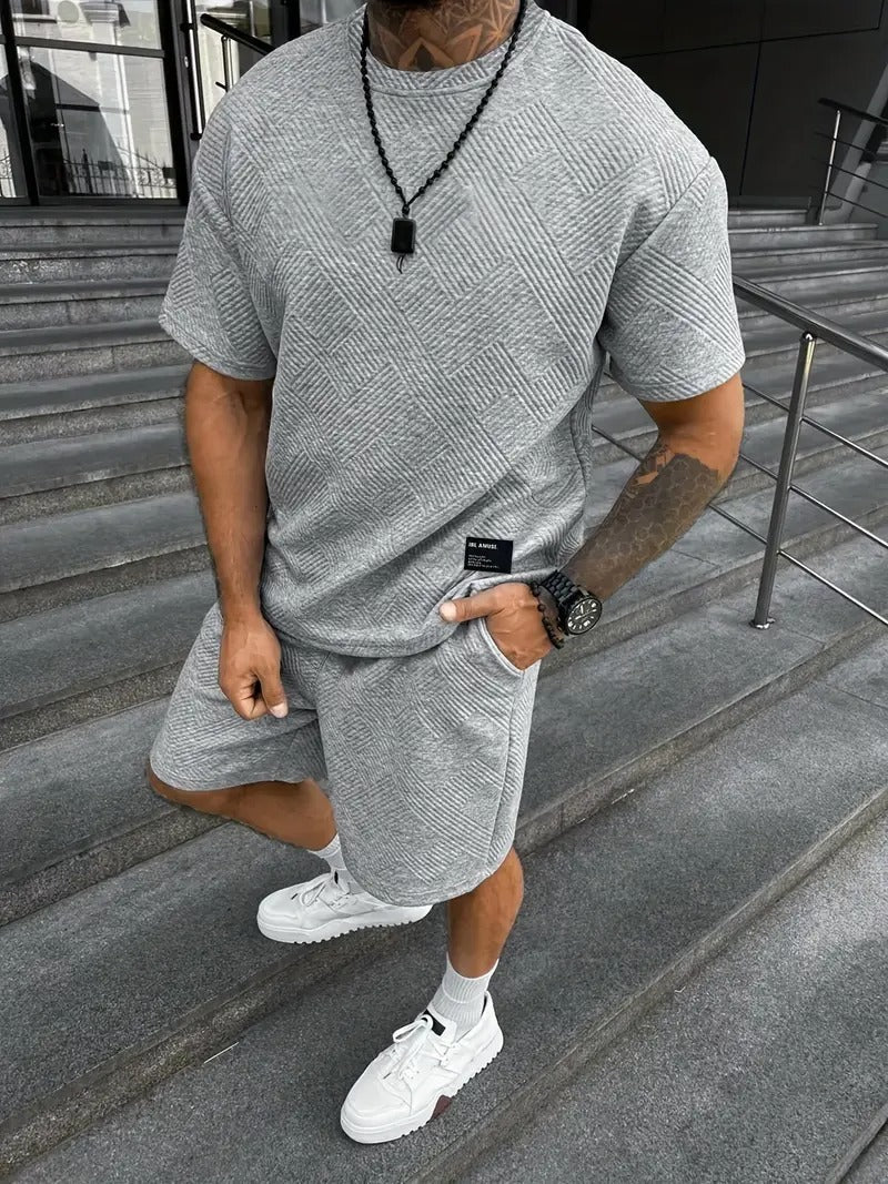 Heren stijlvolle set | Pit Stripe Textuur | Casual & Modieus | zomer elegantie