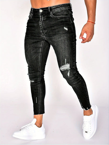 Heren jeans | Skinny pasvorm | Gescheurde Denim | Stoere straat stijl