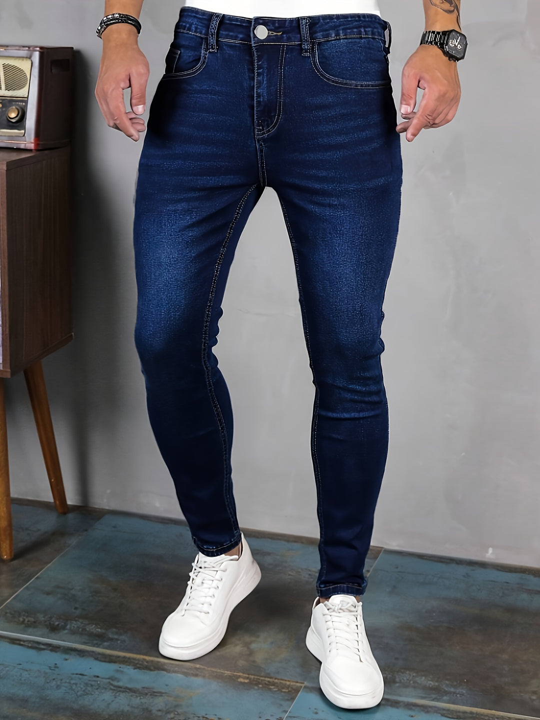 Heren Jeans | Skinny pasvorm | Stretch Denim | Klassiek Blauw