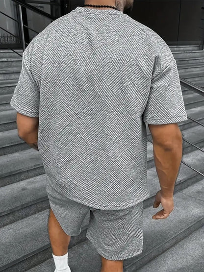 Heren stijlvolle set | Pit Stripe Textuur | Casual & Modieus | zomer elegantie