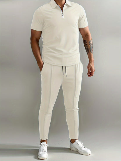 Heren Set | Slim-Fit Shirt & Joggingbroek | Ademend & Lichtgewicht | Polyester Zomerset