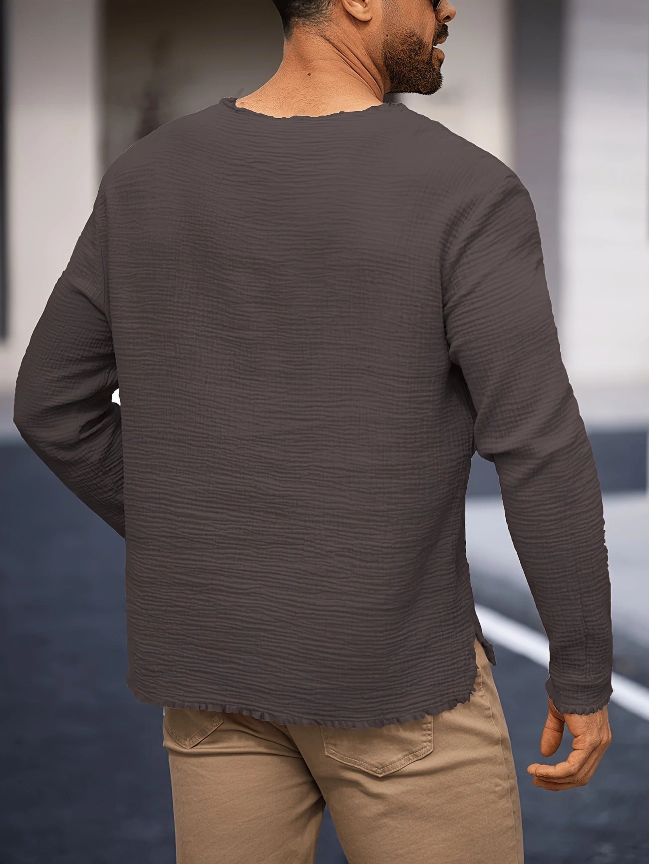 Heren Zomershirt | Lichtgewicht Katoen | V-hals & Gerafelde Zoom | Modieus & Casual