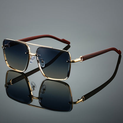 Heren Bril | Vierkant Design & Houtnerf Details | Licht & Luxe