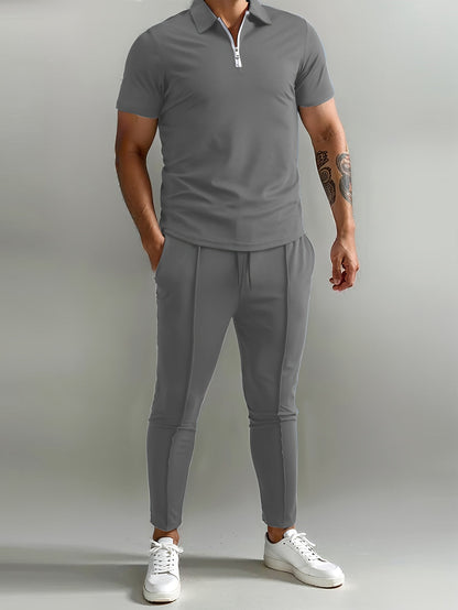 Heren Set | Slim-Fit Shirt & Joggingbroek | Ademend & Lichtgewicht | Polyester Zomerset