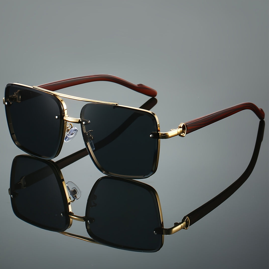 Heren Bril | Vierkant Design & Houtnerf Details | Licht & Luxe