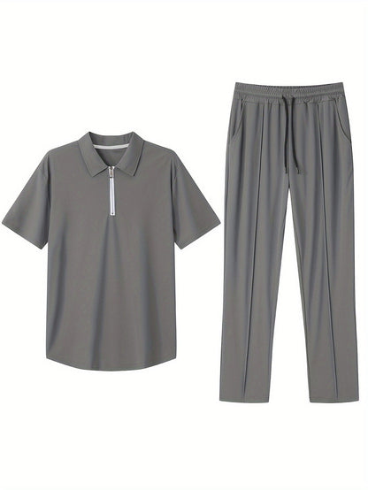 Heren Set | Slim-Fit Shirt & Joggingbroek | Ademend & Lichtgewicht | Polyester Zomerset