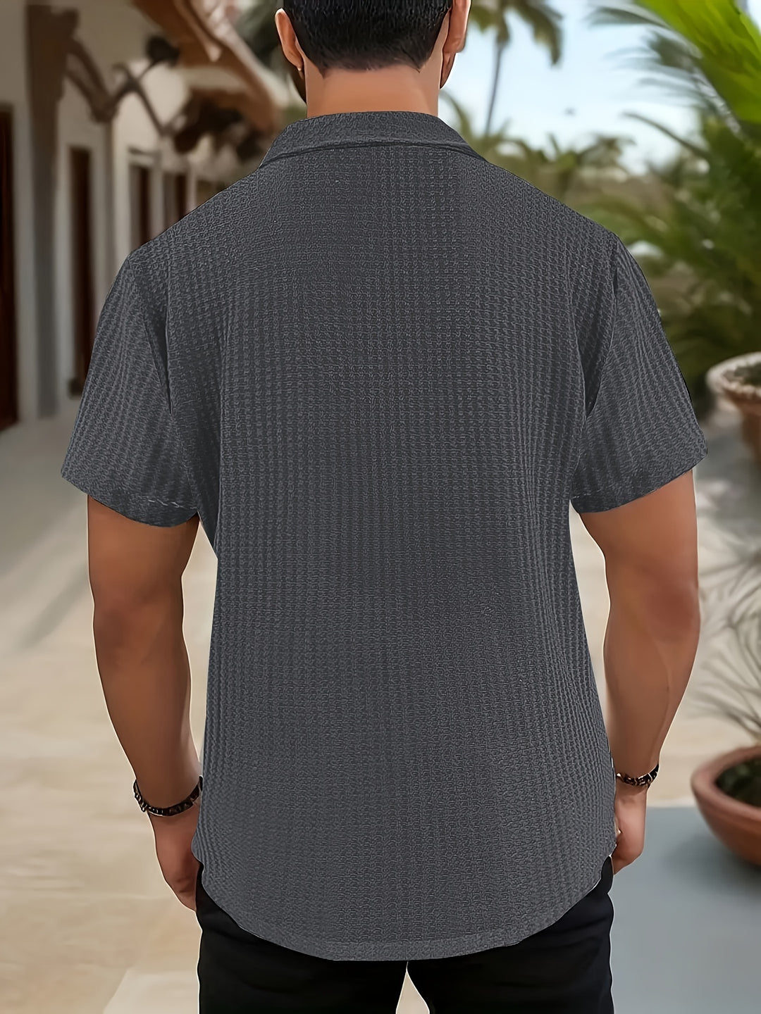 Heren Stretch Fit Overhemd | Lichtgewicht & Ademend | Korte Mouwen & Geribbeld Design